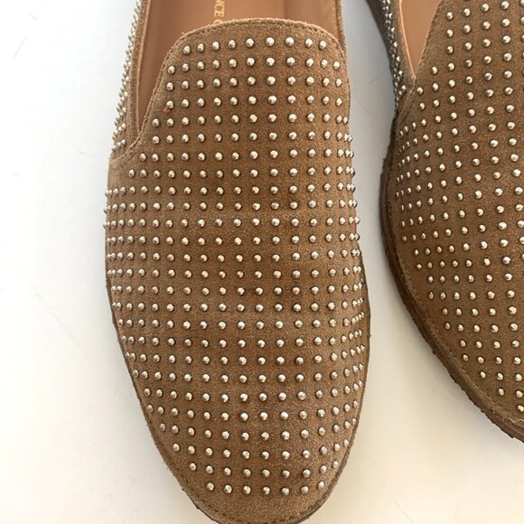 Vince Camuto Signature Studded Suede Slip-On Flats Like New Size 10M Tobacco - Picture 6 of 12